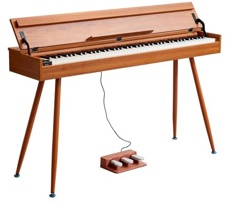 KUMENG Digital Piano 88 Key Weighted Keyboard,Full-Size Desk Progressive Hammer-Action Electric Piano For Beginners, With Sheet Music Stand, Pedal,Power Adapter, Headphone Mode, Usb-Mid