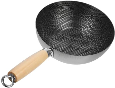 HOLIDYOYO Edelstahl-wok Mit Wabenstruktur Chinesische Bratpfanne Für Herdarten Inklusive Griffen Zum Braten Dämpfen Und Kochen