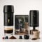 Set Cafetera Portátil Cápsulas + Molinillo de Café Eléctrico con Batería Recargable + Bolsa de Transporte Impermeable | Compatible con Cápsulas Nespresso, Dolce Gusto y Café Molido | Cafetera Express