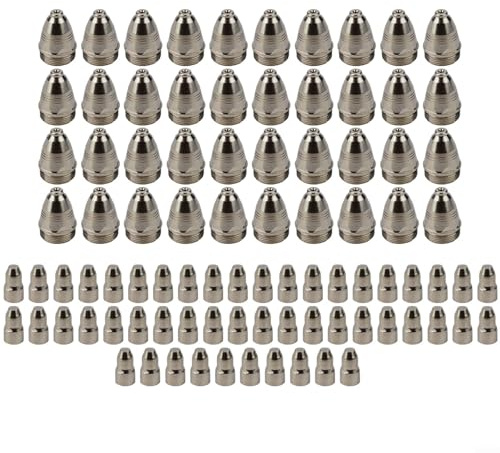 Plasma P80 Schneiddüsen-Set mit 50 Elektroden und 50 Spitzen, 1,5 mm, kompatibel mit CUT-70 CUT-80 CUT-100 CUT-120 Plasmaschneidern, sauerstofffreies Kupfer mit Hafniumkern (1,7 mm)