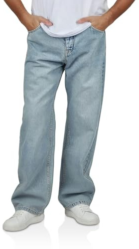 DENIMFY Jeans Herren Loose Fit DFMailo lässige Jeanshose Hose Baumwolle Denim, Länge:32L, Weite:31W, Farbe:Light Blue Denim (L191)