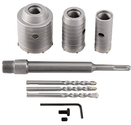 Sirxlevcy Kits de para Orificios de HormigóN SDS Plus VáStago Cortador de Orificios de Pared Juegos de Brocas de Cemento (30, 40, 60 Mm), con Biela de 220 Mm