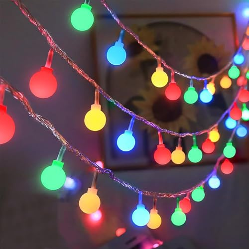GoldRock 2 Modi Bunte Lichterkette Innen Außen Batterie, 3m 20 Led Kugel Lichterkette Bunt,Lichterketten Kugeln, Globe Lichterkugeln für Kinderzimmer, Bett,Wohnzimmer,Balkon,Weihnachten,Hochzeit Party