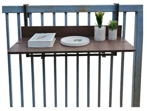 Platzsparender klappbarer Balkongeländertisch | Vielseitiger Stehtisch für drinnen und draußen | für Terrassen, Gärten, Decks und Terrassen | Perfekt für kleine Räume