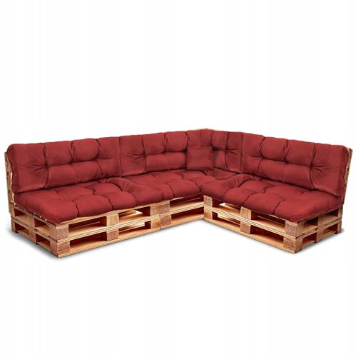Wool & Home Palettenkissen Set für Gartenmöbel, 8-Teilig, Gesteppt, mit Polsterschaumfüllung, für Lounge, Palettensofa, Terrasse, Balkon und Garten