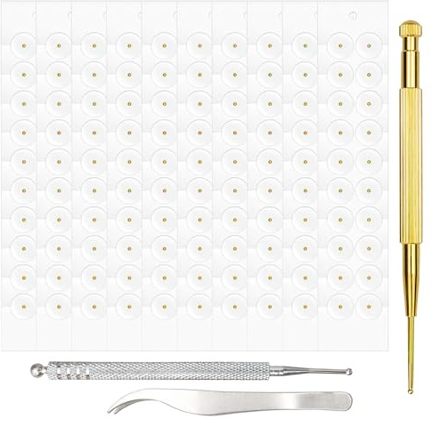 200 Pcs Ohrmassage Aufkleber Ear Seeds Acupuncture Ohrsamen Ohr Aufkleber, Akupunktur Sticker Ohr für Massage Entspanne Deinen Geist und Körper Stress Abbauen Mit 1 Pinzette 2 Ohrakupunkturstifte