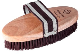 Kardätsche Wooden Love mit Teddyfleece, Pferdebürste mit Holzkörper, PP-Borsten und schonender Fellpflege