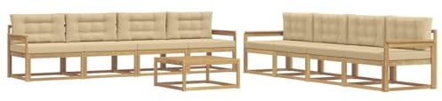 vidaXL Outdoor-Sofagarnitur 9 pcs Weiß und Beige 79 x 79 x 37 cm, Garten-Sofa Set, modulare Lounge für draussen, wetterfestes Mobiliar, robuster Pool-Bereich