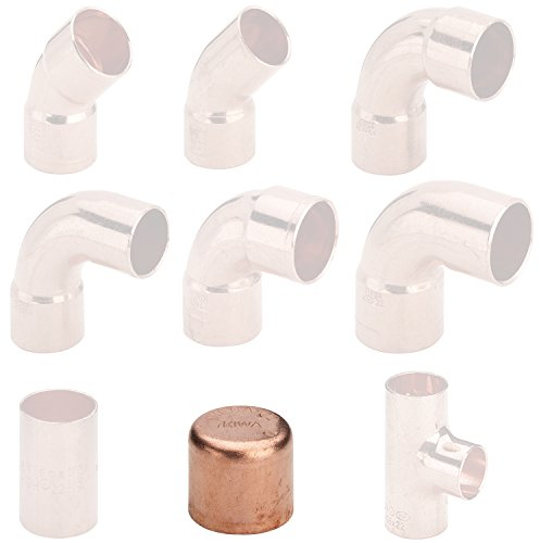 Fittingstore - Kupfer Lötffinge Bogen Winkel Muffe Kappe T-Stück verschiedene Größen (Kappe - 22 mm)