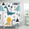 Emvency Duschvorhang Druck 66x72 Schwarz Dinosaurier Kindish mit Dino im skandinavischen Stil Kreative Weiß Abstrakt Doodle Baby Bürste für Badezimmer