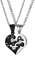 JewelryWe 2 Freundschaftsketten, Edelstahl Love Eternal Geschlecht Symbol Herz Partner Anhänger mit 45cm 55cm Ketten, Paare Halsketten für Herren Damen, Schwarz Silber