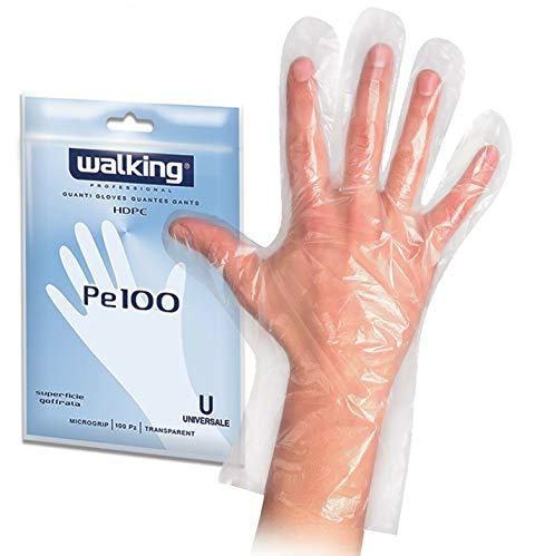 walking 100 PE Guanti monouso in polietilene con microgrip goffrato lunghi 280 mm per alimenti ce DPI Les en 420