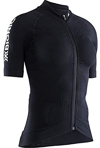 X-Bionic Effektor 4.0 Kurzarm-Radsport-Kompressions-Jersey-T-Shirt mit Reißverschluss Schwarz Frau Grösse S