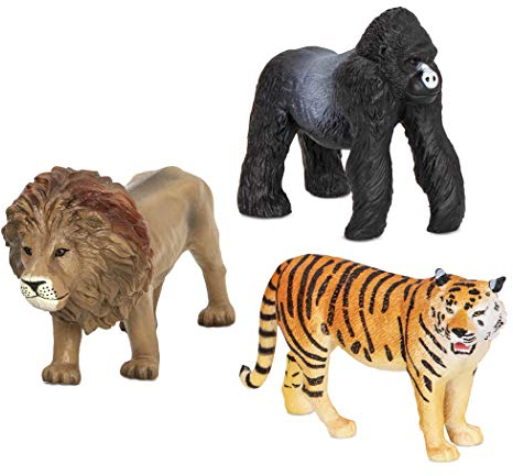 Terra 3 Dschungeltiere Figuren – Löwe, Tiger, Gorilla – Realistische Tierfiguren Set, Kinder Spielzeug für Mädchen und Jungen ab 3 Jahre