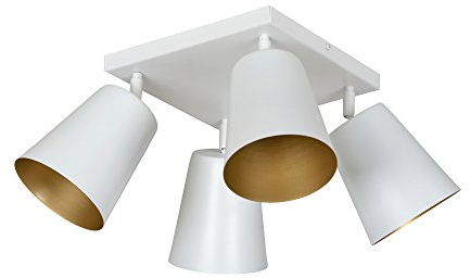 Licht-Erlebnisse Decken Strahler aus Metall in weiß 4-flammige beweglich E27 55x55cm schwenkbar Flur Küche Wohnzimmer skandinavisch Deckenleuchte Lampe Spot