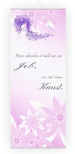 Friseur Stoffbanner mit Aufhängung - Wandbild, Schaufensterdeko, Wanddeko, Werbebanner (80x200 cm)