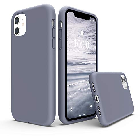 SURPHY Coque iPhone 11, Silicone Liquide Case avec Doux Microfibre Coussin Doublure Cover Protection Bumper Anti-Choc Housse Étui pour iPhone 11 6,1 Pouces - Gris Lavande