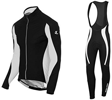 Uglyfrog Fahrrad Trikot Langarm, Herren Winter Fahrradanzüge Set mit Sitzpolster mit Radsport, Trägerhosen für Fahrrad Rennrad