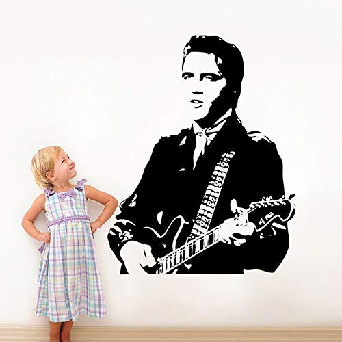 Schöne Elvis Presley Spielen Gitarre Wandtattoos Für Wohnzimmer Home Decoration Rockmusik Wallpaper Fans Geschenk Vinyl Wandaufkleber 45 * 57Cm