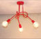 iDEGU Industrielle Retro-Deckenleuchte aus Metall Kronleuchter Lampenschirm E27 Moderne Pendelleuchte für Wohnzimmer Schlafzimmer Esszimmer (Rot, 3 Lampen) ohne Leuchtmittel