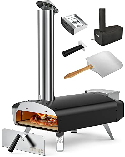 Mimiuo Forno per pizza da esterno a pellet in legno da 30,5 cm, con pietra per pizza e pala per pizza, forno portatile a legna per pizza per cortile e esterno (serie Classic W-Forno)