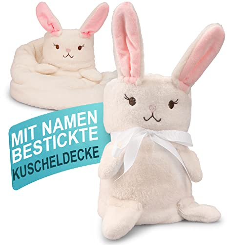 Babykajo Babydecke – 2in1 Kuscheldecke Wird zusammengerollt zum Kuscheltier – Perfektes Baby Geschenk zur Geburt für Jungen und Mädchen! Babydecke personalisiert.