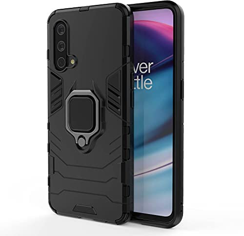 GOKEN Cover per OnePlus Nord CE 5G, TPU/PC Dual Layer Hybrid Armor Custodia con Supporto Magnetico Auto, Silicone Cover con 360° Girevole Anello,Antiurto Protezione Shell, Nero