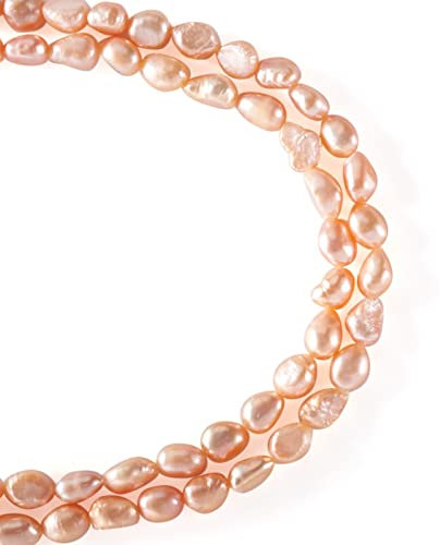 Fashewlery, 1 filo di perle naturali coltivate in acqua dolce, color bisque (bianco), 6-10 mm, per collane fai da te, braccialetti, orecchini, creazione di gioielli, circa 46-47 pezzi/filo