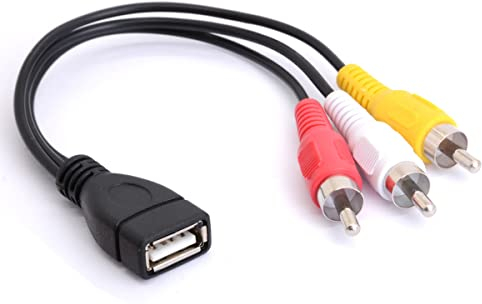 Tomost Cavo USB a 3 RCA USB 2.0 femmina a 3RCA maschio Video AV Camcorder cavo adattatore per TV PC DVD (20 cm)