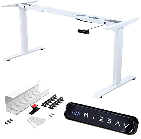 ALBATROS Schreibtisch-Gestell Lift S5W + Kabelkanal, Weiss, 2X Motoren, elektrisch höhenverstellbar mit Memory-Funktion, Kollisionsschutz und Soft-Start/Stop