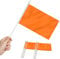 Anley Orange Mini Flag 12 Pack - Banderas de mano pequeñas en miniatura de color naranja sólido en blanco en palo-Resistente a la decoloración-5x8 pulgadas con poste sólido y parte superior de lanza