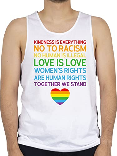 Tank Top Männer - LGBTQ Kleidung Pride Flag - Human - Regenbogen - Schriftzug - S - Weiß - lesbian Flagge tanktop gay Herren queer lqbtq csd lgbtqia LGBT