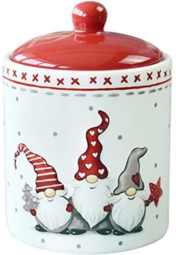 Operitacx Snackbehälter Keramik-Keksdose Wichtel-Keramik-Aufbewahrungsdose Mit Luftdichtem Deckel Für Kaffeebohnen Tee Salz Gewürze Auch Weihnachten Erntedankfest 14X10. 2Cm