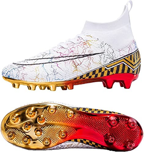 WOWEI Zapatillas de Fútbol Hombre Profesionales Zapatos de Fútbol para Hombre Niños Unisex Aire Libre Botas de Fútbol Atletismo Training Ligero Tacos Deporte (32 RT, 42EU)