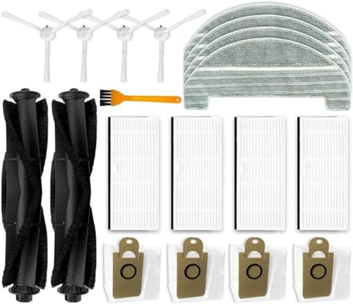 19 Replacement Parts Accessories for T10 Robot Vacuum Cleaner with 2 Main Brushes + 4 Side Brushes + 4 HEPA Filters + 4 Mop Cloths + 4 Dust Bags + 1 Cleaning Brush