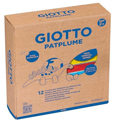 Giotto Patplume, Plastilina Vegetale, 12 x 350 g, colori assortiti