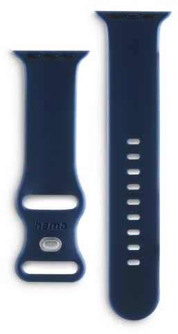 Hama Armband für Apple Watch 40/41/42mm (passend für Apple Watch 9/8/SE/7/6/5/4, Schnellwechselarmband, Silikon Look, Quick Change, flexibles Wechselarmband) blau