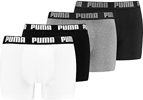 PUMA Herren Boxershorts Shorts Unterhosen Everyday Boxer 4er Pack, Wäschegröße:XXL, Artikel:-002 White/Grey Melange