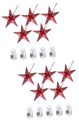 UKCOCO 2 Sätze Pentagramm- Geführte Sternlaterne Weihnachtsdekorationen Xmas Pentastar Hängeleuchte Weihnachts-led-lampenschirm Dekorative Gegenstände 3D Sternform Papier