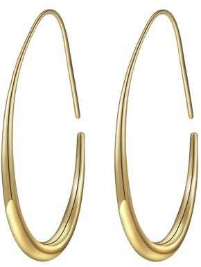 Leichte Tropfen Ringe Ohrringe für Damen - 14 Karat Gold/Weißgold vergoldet große ovale Ohrringe Creolen Hochglanz Statement Schmuck Geschenk für Frauen Teenager, Zink, Kein Edelstein