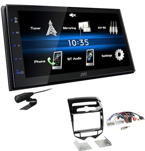 JVC KW-M25BT 2-DIN Autoradio Touchscreen Bluetooth kompatibel mit Android USB Mirroring passend für Hyundai IX20 ab 2010 Klavierlack schwarz