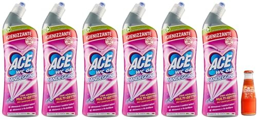 6x ACE Wc Gel con Candeggina, detergente per WC con sistema multigetto,700ml +1x Gingerino Recoaro Aperitivo Italiano 10cl IN OMAGGIO