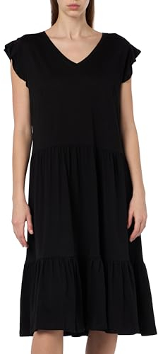 ONLY CARMAKOMA Damen Carmay Life Cap Sl Frill Dress JRS Noos Midikleid, Schwarz, 42-44 EU