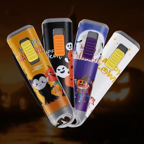 EverBrite Jeu de 4-Pièces Lampes de Poche d'Halloween, Petite Lampe LED 1W avec 3 Piles AAA, Mini Lampe Torche, Cadeaux d'Halloween