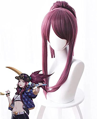 HBYLEE-Wig for cosplay Game Cosplay Wigs, Kda. Akali Cosplay Wig for Halloween Party Props Accessories with Free Wig Cap