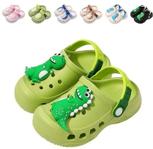 Kids Clogs Toddler Boys Girls Dinosaur Clogs Children Garden Shoes Beach Pool Shower Green 9.5-10 UK Label Size 180