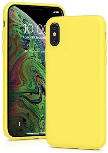 YATWIN Silicone Case for iPhone X/XS, Soft-Touch, Shockproof, DustProof, Antiskid Full Body Armour Phone Cover for Apple iPhone X/XS - Yellow