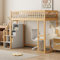 YESGIGA 90x200 Hochbett mit Multifunktionstisch, sicherer Aufbewahrungstreppe, Bettgestell aus massivem Kiefernholz für Kinder und Jugendliche (Weiß + Eiche hell)