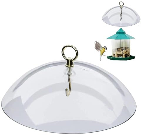 White Bird Feeder Protective Dome ABS Squirrel Baffl Clear Weather Protection Bird Feeder Baffle For Bird FeedersFor Rain Snow Sun 26x26x8 Cm