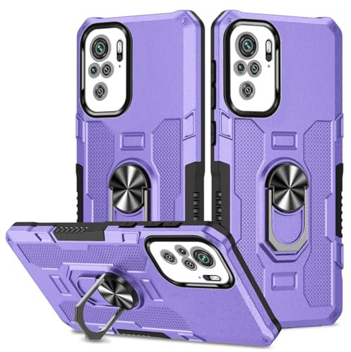 HTXWXJC Phone Case for Redmi Note 10 4G/Redmi Note 10S/Mi Poco M5s Ring Holder Built-in Magnetic Car Mount Shockproof Camera Protective Cases Cover for Xiaomi Redmi Note 10S Purple